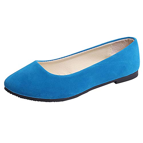 Damen Geschlossene Ballerinas Flache Loafer Einfarbig Slip-Ons Frauen Elegante Slipper Freizeitschuhe Bequeme Damenschuhe Schöner Schuh Celucke (Blau, 37 EU) von Celucke Damenschuhe