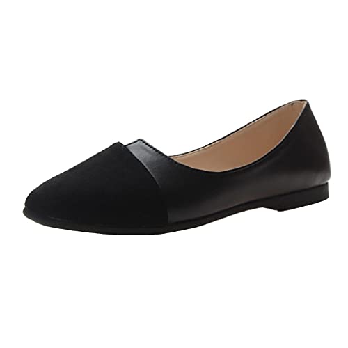 Damen Geschlossene Ballerinas Wildleder Spitz Flache Schuhe, Frauen Elegante Mokassins Loafer Bequeme Slipper Casual Slip-Ons Schöner Damenschuhe Celucke (Schwarz, 39 EU) von Celucke Damenschuhe