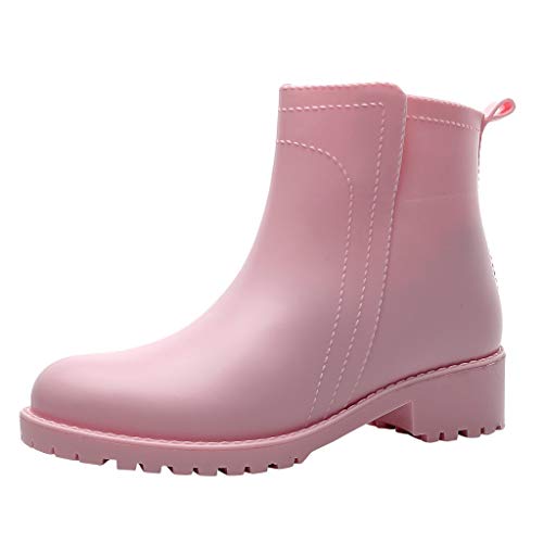 Damen Gummistiefel Kurze Regenstiefel Bequeme Stiefeletten Kurzschaft Stiefel Frauen Regenschuhe wasserdichte Gummistiefeletten Celucke (Pink, 40 EU) von Celucke Damenschuhe