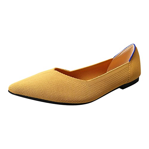 Damen Klassische Ballerinas Einfarbig Loafer Flache Mokassins Bequeme Slip-Ons, Frauen Elegante Slipper Schöner Schuh Casual Damenschuhe Celucke (Gelb, 40 EU) von Celucke Damenschuhe