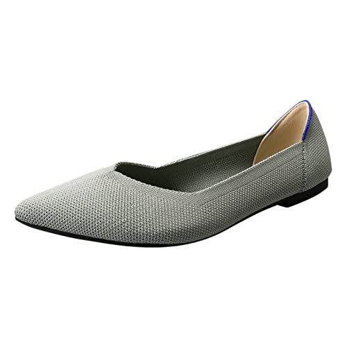 Damen Klassische Ballerinas Einfarbig Loafer Flache Mokassins Bequeme Slip-Ons, Frauen Elegante Slipper Schöner Schuh Casual Damenschuhe Celucke (Grau, 40 EU) von Celucke Damenschuhe