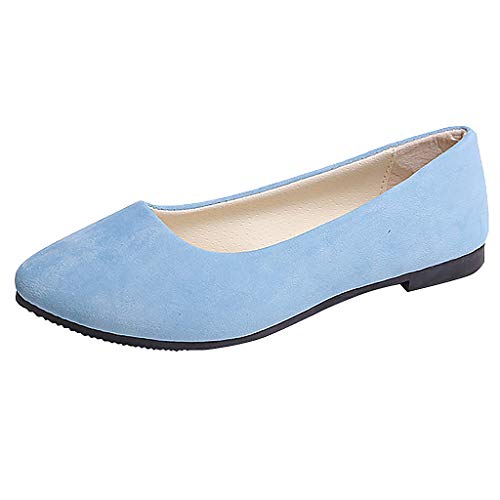 Damen Klassische Ballerinas Flache Mokassins Einfarbig Loafer Bequeme Slip-Ons Frauen Elegante Slipper Freizeitschuhe Damenschuhe Schöner Schuh Celucke (Blau, 35 EU) von Celucke Damenschuhe