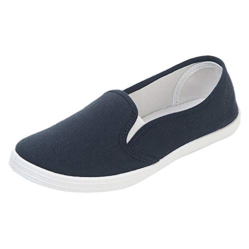 Damen Slip-On Sneaker Weich Flache Mokassins im Schlichter Optik, Frauen Low Top Slipper Bequeme Halbschuhe Leicht Atmungsaktive Freizeit Schuhe Celucke (Dunkelblau, 37 EU) von Celucke Damenschuhe