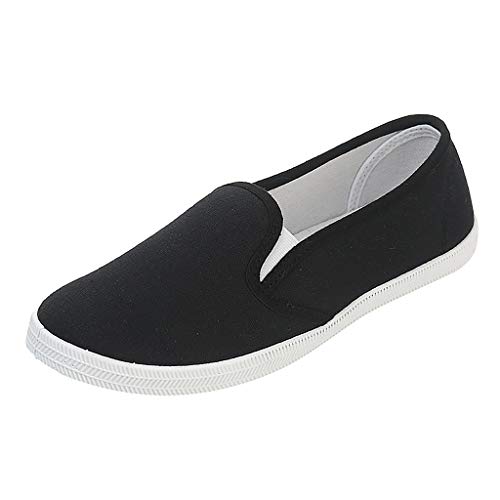 Damen Slip-On Sneaker Weich Flache Mokassins im Schlichter Optik, Frauen Low Top Slipper Bequeme Halbschuhe Leicht Atmungsaktive Freizeit Schuhe Celucke (Schwarz, 39 EU) von Celucke Damenschuhe