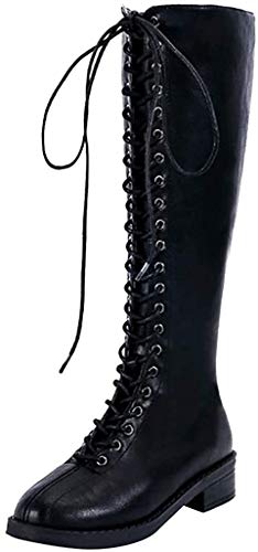 Hohe Stiefel Damen High Heels Sockenstiefel Winterstiefel mit Schnürung, Frauen Langschaftstiefel Lang Boots Elegante Schuhe Winter Warme Damenschuhe Celucke (Schwarz, 41 EU) von Celucke Damenschuhe