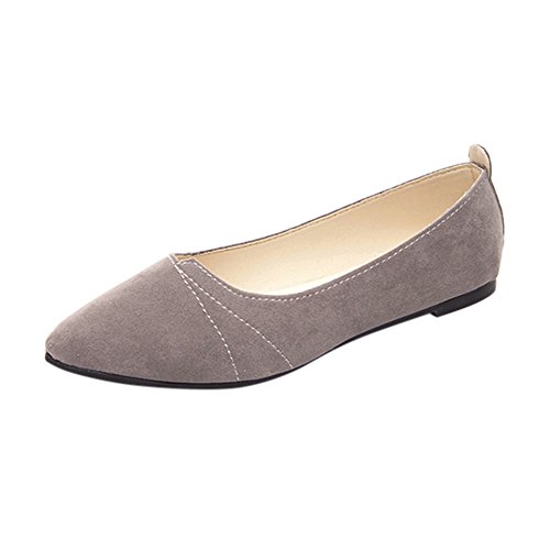 Klassische Mokassins Damen Loafer Flache Wildleder Slip On Elegante Slipper Bequeme Leichte Atmungsaktiv Halbschuhe Casual Schuhe Celucke (Grau, 37 EU) von Celucke Damenschuhe