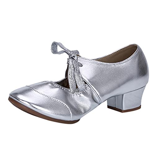 Ballettschuhe Damen Gymnastikschuhe Ballettschläppchen Ballerinas Tanzschuhe mit Geteilte Sohle für Mädchen Kinder Damen Gr 23-40 Celucke (Silber, 36 EU) von Celucke Sandalette