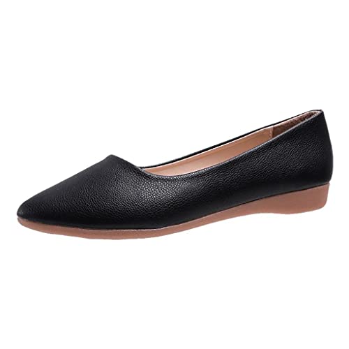 Celucke Ballerinas Damen Klassische Mode Sommer Einzelschuhe Casual Loafer Flacher Weicher Boden Geschlossen Zeh Flache Schuhe Slip On Damenschuhe von Celucke Sandalette