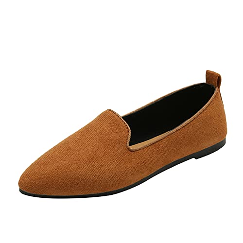 Celucke Ballerinas Damen Wildleder Damenschuhe Sommer Geschlossene Hausschuhe Klassische Niedriger Absatz Flache Schuhe Spitz Zehe Leicht Slip-on Bequemen Freizeitschuhe Bohnen Schuhe von Celucke Sandalette