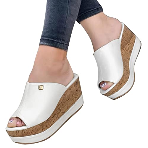 Celucke Damenschuhe Einfarbige Römische Schuhe mit Keilabsatz Dicken Sohlen Pantoletten Sommer Hausschuhe Keilsandalen Sandals von Celucke Sandalette