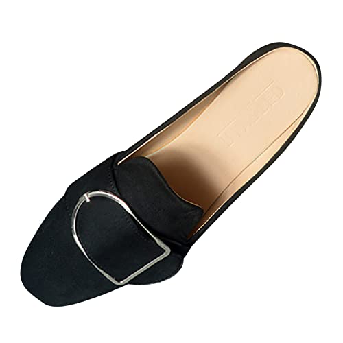 Celucke Flache Pantoletten Damen Spangenpantolette Slingback Sandal Slippers Elegante Leicht Sommerschuhe Sandalen Maultier Schuhe Atmungsaktiv Clogs Schwarz,40EU von Celucke Sandalette