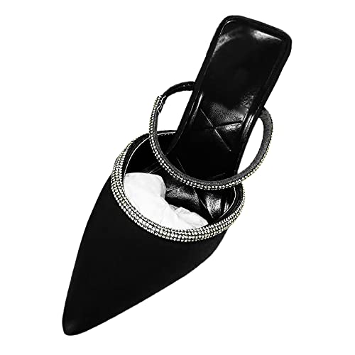 Celucke Pumps Damen Slingback High Heels Sexy Spitz Sandalen Slingback Kitten Absatz Pointed Toe Slingpumps Hochzeit Schuhe Schwarz,37EU von Celucke Sandalette