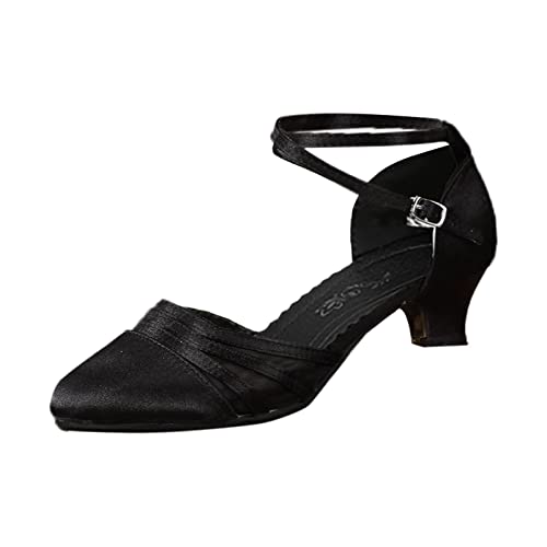 Celucke Sandalen Damen Lateinische Tanzschuhe Weibliche Tanzschuhe Quadratische Tanzschuhe Weicher Boden mittlerer Absatz Gesellschaftstanzschuhe von Celucke Sandalette