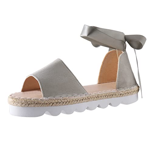 Celucke Schnürsandalen Damen Sommer Damenschuhe Comfort Plateausandalen Atmungsaktive Flache Sandaletten Sandale Freizeitschuhe von Celucke Sandalette