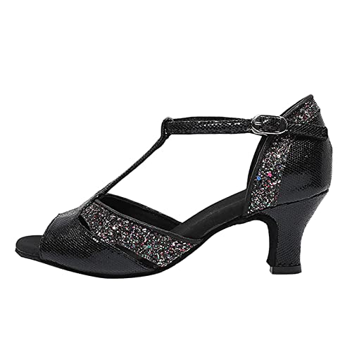 Celucke Tanzschuhe Damen Strass Salsa Latein Sandalen High Heel Weiche Sohle Bottom Damenschuhe Kreuz Riemen Schnalle Tango Schuhe Hochzeit Tanzende Performance Dance Shoes von Celucke Sandalette