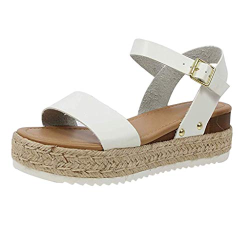 Damen Espadrille-Sandalen mit Plateausohle, Frauen Sommer Bequeme Keilabsatz Strandsandalen Elegante Sandaletten Strand Schöne Sommersandalen Celucke von Celucke Sandalette