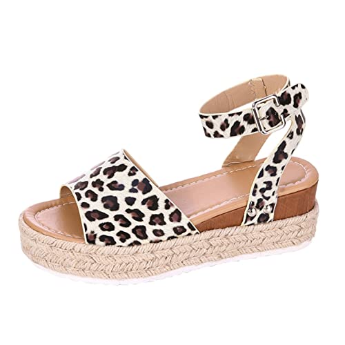 Damen Espadrilles mit Plateausohle, Frauen Sommer Sandalen Bequeme Strandsandalen Elegante Sandaletten Strand Schöne Sommersandalen Celucke von Celucke Sandalette