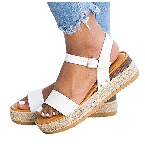 Damen Espadrilles mit Plateausohle, Frauen Sommer Sandalen Bequeme Strandsandalen Elegante Sandaletten Strand Schöne Sommersandalen Celucke von Celucke Sandalette