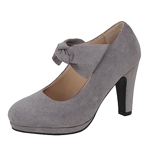 Damen High Heels Pumps Riemchen Vintage Chunkyrayan Chunky Geschlossene Zehe Niedrige Blockabsätze Arbeit Pumps Bequeme Runde Zehe Kleid Hochzeitsschuhe von Celucke Sandalette