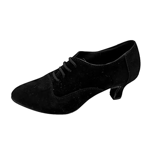 Damen Standard Tanzschuhe Schnürung Jazzschuhe Wildleder Mittelhohe Weiche Sohle, Latein Salsa Tango Dance Schuhe Sneaker Dancesneaker Trainingsschuh von Celucke Sandalette