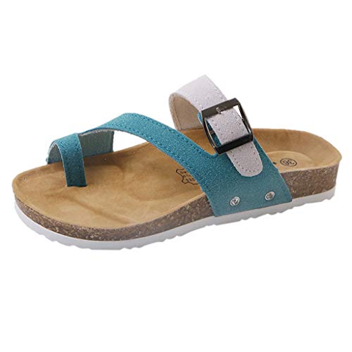 Damen Zehentrenner Flache Fußbett-Sandale, Celucke Frauen Flip Flops Sommer Strand Sandalen Bequeme Urlaub Sommerschuhe Pantoletten von Celucke Sandalette