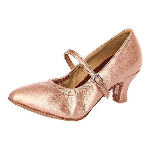 Jazzschuhe Damen Standard Tanzschuhe Flamenco Pumps Prinzessinnen Dance Schuhe Trainingsschuhe Mittelhohe Weiche Sohle für Latein Salsa Tango Celucke (Gold, 40 EU) von Celucke Sandalette