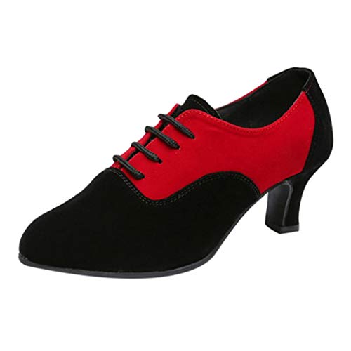 Jazzschuhe Damen Standard Tanzschuhe Trainingsschuh Latein Salsa Tango Prinzessinnen Dance Schuhe Spanische Flamenco Pumps Celucke (Rot, 37 EU) von Celucke Sandalette