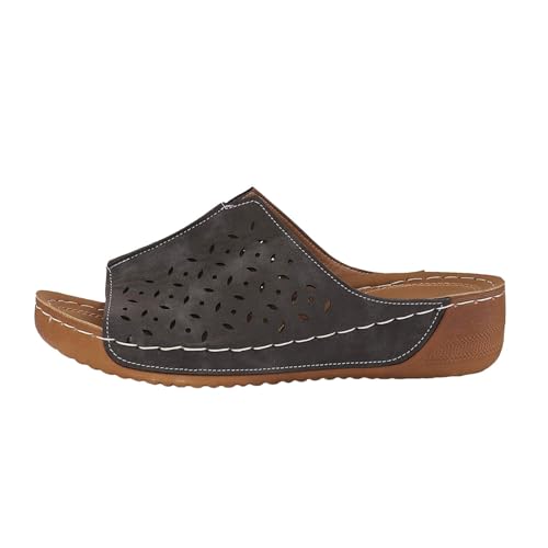 Orthopädische Pantoletten Damen Keilabsatz Hohle Leichte Sandalen Sommer Keilsandaletten Dicker Sohle Hausschuhe Sommerschuhe Bequem Freizeit Slipper Outdoor Strandschuhe von Celucke Sandalette