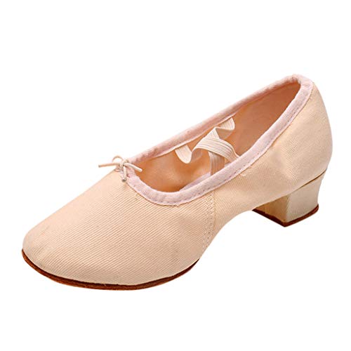 Tanzschuhe Damen Standard Trainingsschuh Mittelhohe Party Latein Salsa Tango Prinzessinnen Dance Schuhe Celucke (Beige, 38 EU) von Celucke Sandalette