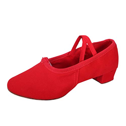 Tanzschuhe Damen Standard Trainingsschuh Mittelhohe Party Latein Salsa Tango Prinzessinnen Dance Schuhe Celucke (Rot, 36 EU) von Celucke Sandalette