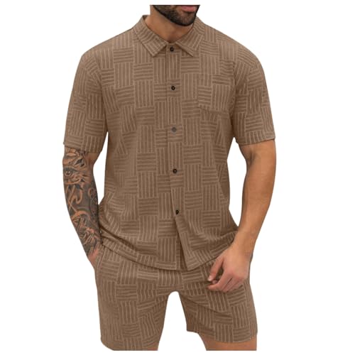Celucke 2 Teiliges Outfit Herren Jacquard Sommer 2 teiler Einfarbig Button Kurzarm Hemd Shorts Sportanzug Jogginganzug Lässig Herrenanzüge Baggy Anzug Strand Outfit Freizeitanzug Freizeitkleidung Celucke 2 Teiliges Outfit Herren Jacquard Sommer 2 teiler Einfarbig Button Kurzarm Hemd Shorts Sportanzug Jogginganzug Lässig Herrenanzüge Baggy Anzug Strand Outfit Freizeitanzug Freizeitkleidung von Celucke