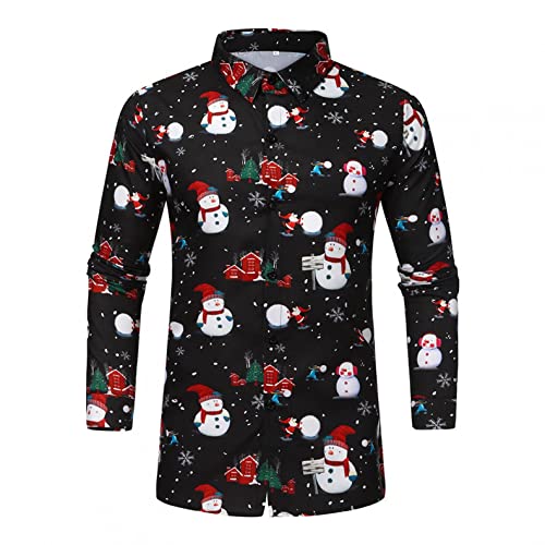 Celucke 3D Druck Weihnachtshemd Herren Freizeithemd Langärm Hemden Männer Weihnachten Sweatshirt Hemd Lustige Christmas Shirt Slim Fit mit Weihnachtsmotiv von Celucke