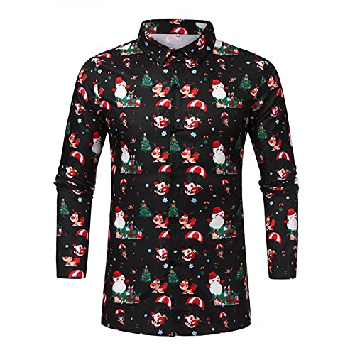 Celucke 3D Druck Weihnachtshemd Herren Freizeithemd Langärm Hemden Männer Weihnachten Sweatshirt Hemd Lustige Christmas Shirt Slim Fit mit Weihnachtsmotiv von Celucke