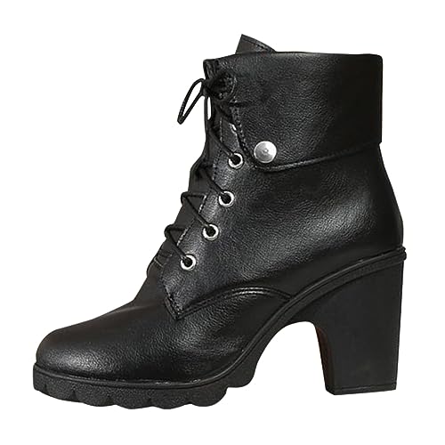 Celucke Ankle Boots Damen Damenstiefel Winterschuhe Gefüttert Winterboots Kurze Gummistiefel Plateau Boots Schuhe Chelsea Boots Schwarz Kurzstiefel Stiefel von Celucke