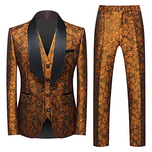 Celucke Anzug Herren Anzug Slim Fit 3 Teilig Herrenanzug 3-Teilig Anzüge Herren Modern Sakko für Business Hochzeit von Celucke