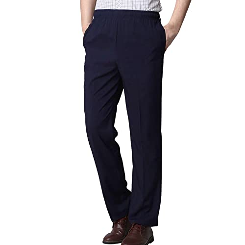 Celucke Anzughose Herren Businesshose Lange Dünne Regular fit Bügelfaltenhose Stretch Hohe Taille Gerade Shell Hose Stoffhose Sommerhose Button Tunika Hosen Freizeithose(Blau,XXL) von Celucke