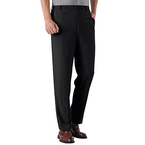 Celucke Anzughose Herren Businesshose Lange Dünne Regular fit Bügelfaltenhose Stretch Hohe Taille Gerade Shell Hose Stoffhose Sommerhose Button Tunika Hosen Freizeithose(Schwarz,XXL) von Celucke