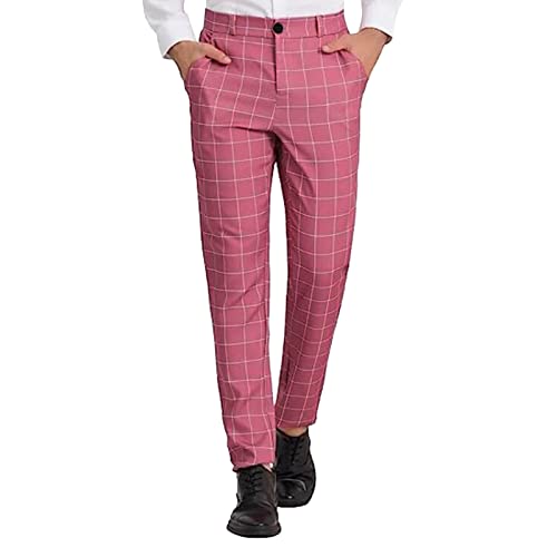 Celucke Anzughose Herren Lange Businesshose Regular fit Bügelfaltenhose Stretch Soft Shell Hose Slim-Fit Stoffhose Sommerhose Button Tunika Hosen Freizeithose(Rosa,L) von Celucke