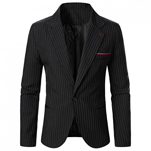 Celucke Anzugjacke Herren Blazer Business-Jacke Stretch Slim Button-Down Revers Vintage Sakko Mäntel Formale Hochzeit Bankett Casual Anzug Freizeithemd(Schwarz,M) von Celucke