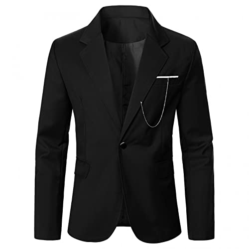 Celucke Anzugjacke Herren Blazer Business-Jacke Stretch Slim Button-Down Revers Vintage Sakko Mäntel Formale Hochzeit Bankett Casual Anzug Freizeithemd(Schwarz,S) von Celucke