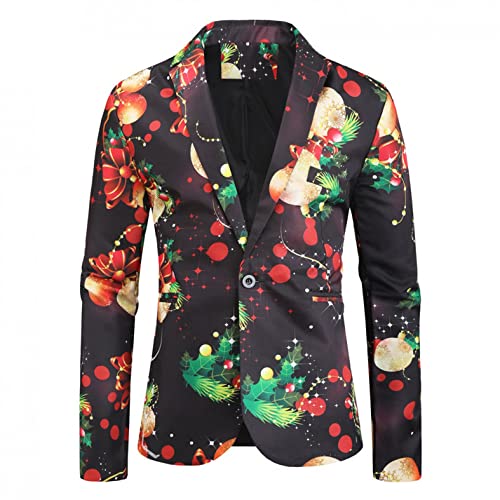Celucke Anzugjacke Herren Mäntel Weihnachtsjacke Slim Fit Blazer Modern Party Sakko 3D Druck Freizeithemd Revers Tasten Tops Celucke Anzugjacke Herren Mäntel Weihnachtsjacke Slim Fit Blazer Modern Party Sakko 3D Druck Freizeithemd Revers Tasten Tops von Celucke