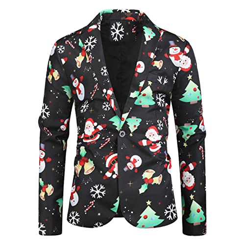 Celucke Anzugjacke Herren Mäntel Weihnachtsjacke Slim Fit Blazer Modern Party Sakko 3D Druck Freizeithemd Revers Tasten Tops Celucke Anzugjacke Herren Mäntel Weihnachtsjacke Slim Fit Blazer Modern Party Sakko 3D Druck Freizeithemd Revers Tasten Tops von Celucke