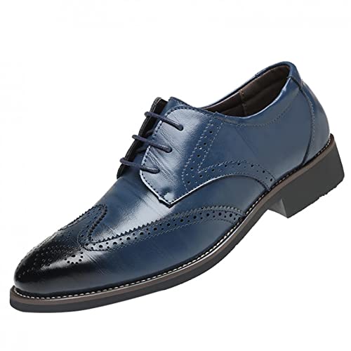 Celucke Anzugschuhe Herren Lederschuhe Lackleder Hochzeit Party Derby Schnürhalbschuhe Oxford Smoking Schuhe Männer Business-Halbschuh (Blau, 40 EU) von Celucke