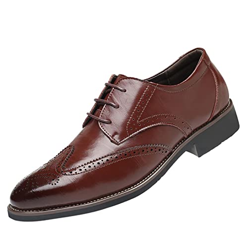 Celucke Anzugschuhe Herren Lederschuhe Lackleder Hochzeit Party Derby Schnürhalbschuhe Oxford Smoking Schuhe Männer Business-Halbschuh (Rot, 42 EU) von Celucke