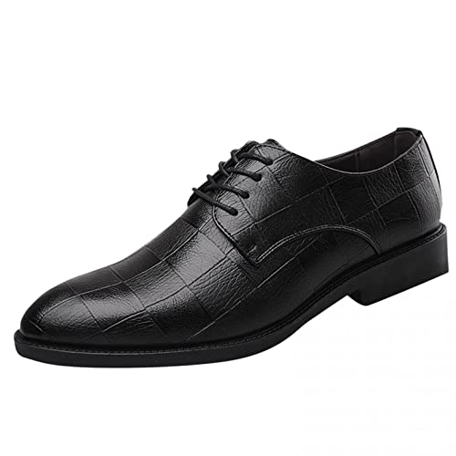 Celucke Anzugschuhe Herren Lederschuhe Lackleder Hochzeit Party Derby Schnürhalbschuhe Oxford Smoking Schuhe Männer Business-Halbschuh (Schwarz, 39 EU) von Celucke