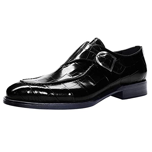 Celucke Anzugschuhe Herren Lederschuhe Lackleder Hochzeit Party Derby Schnürhalbschuhe Oxford Smoking Schuhe Männer Business-Halbschuh (Schwarz, 43 EU) von Celucke