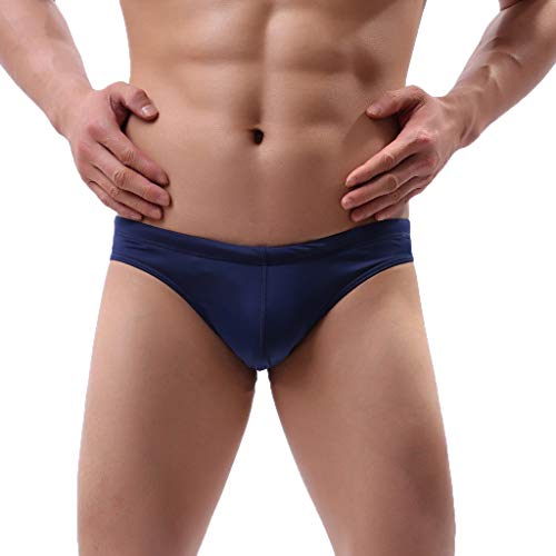 Celucke Badehose Herren Enge Slips Männer Sommer Bademode Schwimmshorts Kurze Schwimmhose Schnelltrocknend Fest Sitzend Chlorresistent UV-Schutz (Blau, M) von Celucke