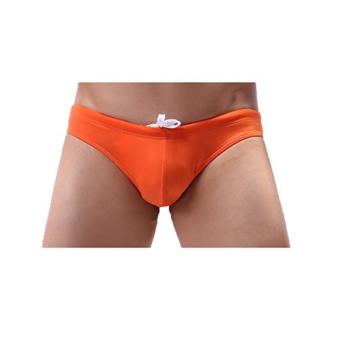 Celucke Badehose Herren Enge Slips Männer Sommer Bademode Schwimmshorts Kurze Schwimmhose Schnelltrocknend Fest Sitzend Chlorresistent UV-Schutz (Orange, L) von Celucke