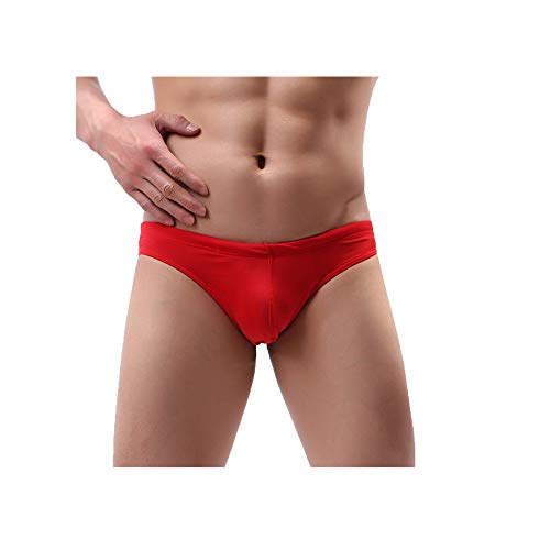 Celucke Badehose Herren Enge Slips Männer Sommer Bademode Schwimmshorts Kurze Schwimmhose Schnelltrocknend Fest Sitzend Chlorresistent UV-Schutz (Rot, M) von Celucke