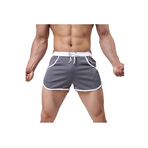 Celucke Badehose Herren Kurze Schwimmhose Männer Sommer Badeshorts Schwimmshorts Bademode Kordelzug Schnelltrocknend Fest Sitzend (Grau, M) von Celucke